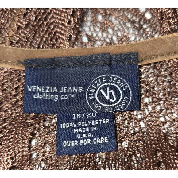 Vintage Lace Cardigan Kimono Top Sz 18/20 Medium Brown Fringe Boho Hippie USA - Picture 8 of 16